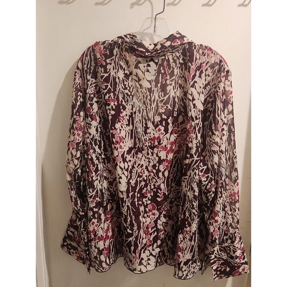 Lane Bryant Size 26/28 Purple Floral V-Neck Chiffon Long Sleeve Top w/Camisole‎ - Picture 3 of 9